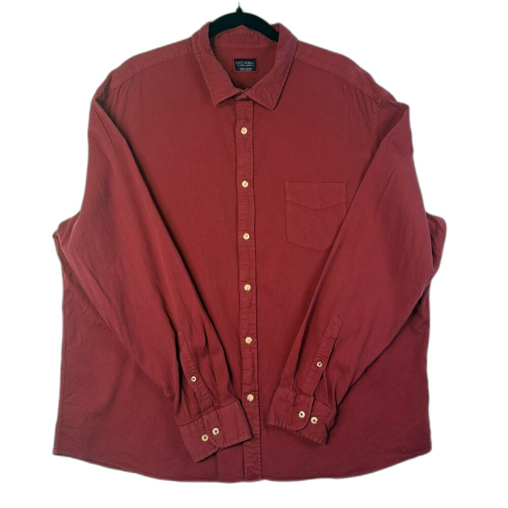 UNTUCKit Men's XXXL Rohan Corduroy Long Sleeve Button Up Shirt Maroon Big & Tall